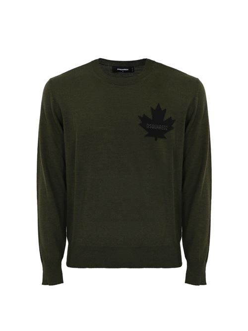 Pullover D2 Leaf in lana verde DSQUARED2 | S74HA1481 D13034961